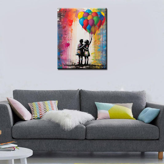 Graffiti Couple with Rainbow Balloon Paint by Numbers