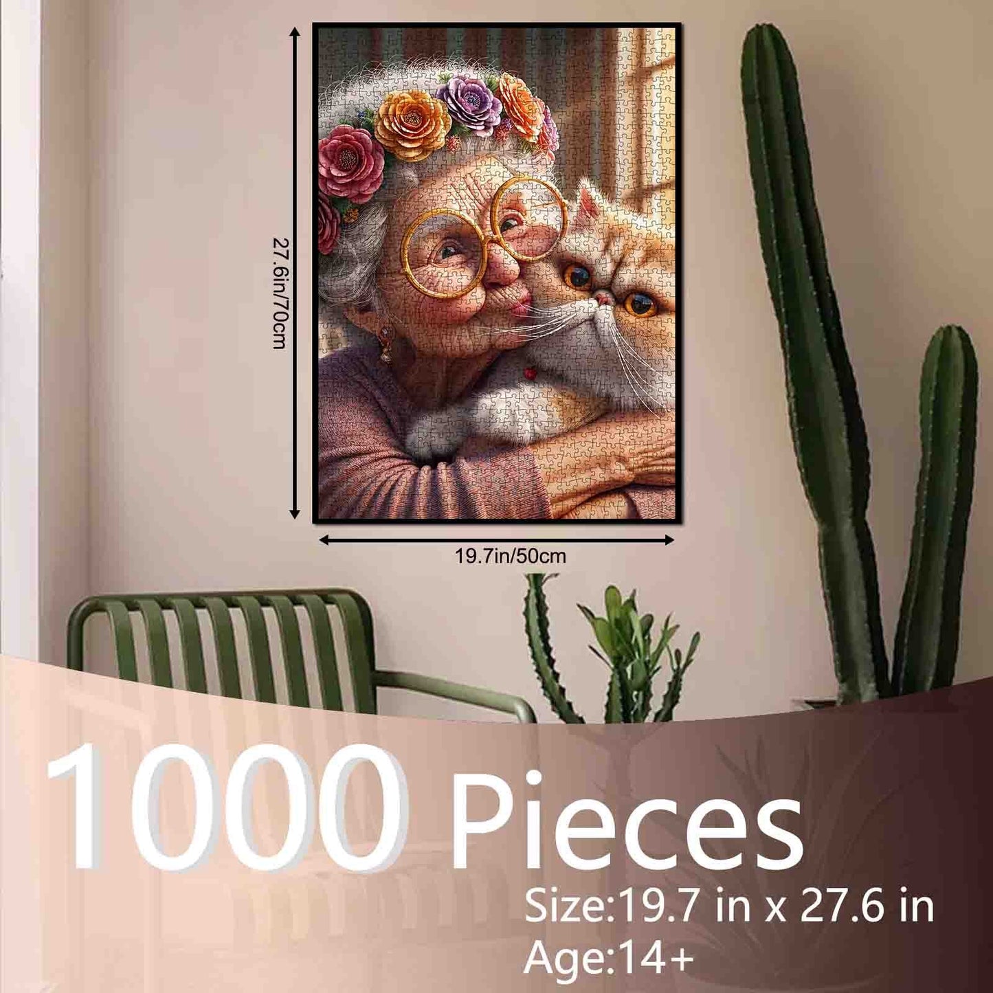 Grandma and Cat Hug Jigsaw Puzzle