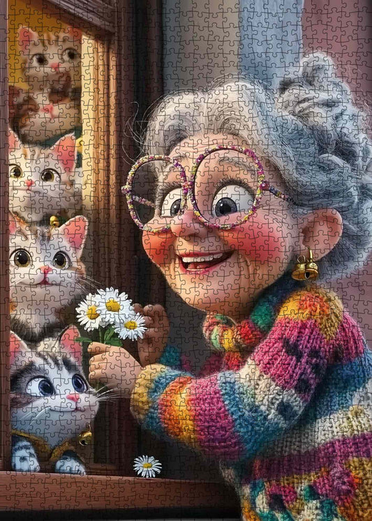 Grandma and Kittens Jigsaw Puzzle