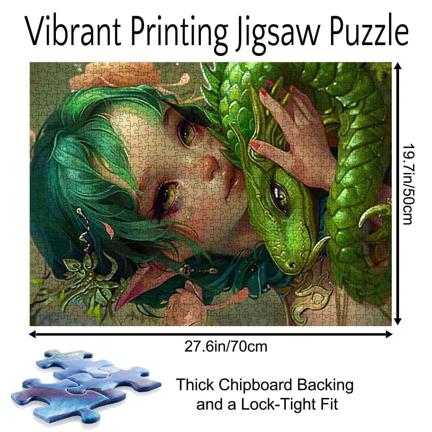 Green-haired Girl with Dragon Jigsaw Puzzle