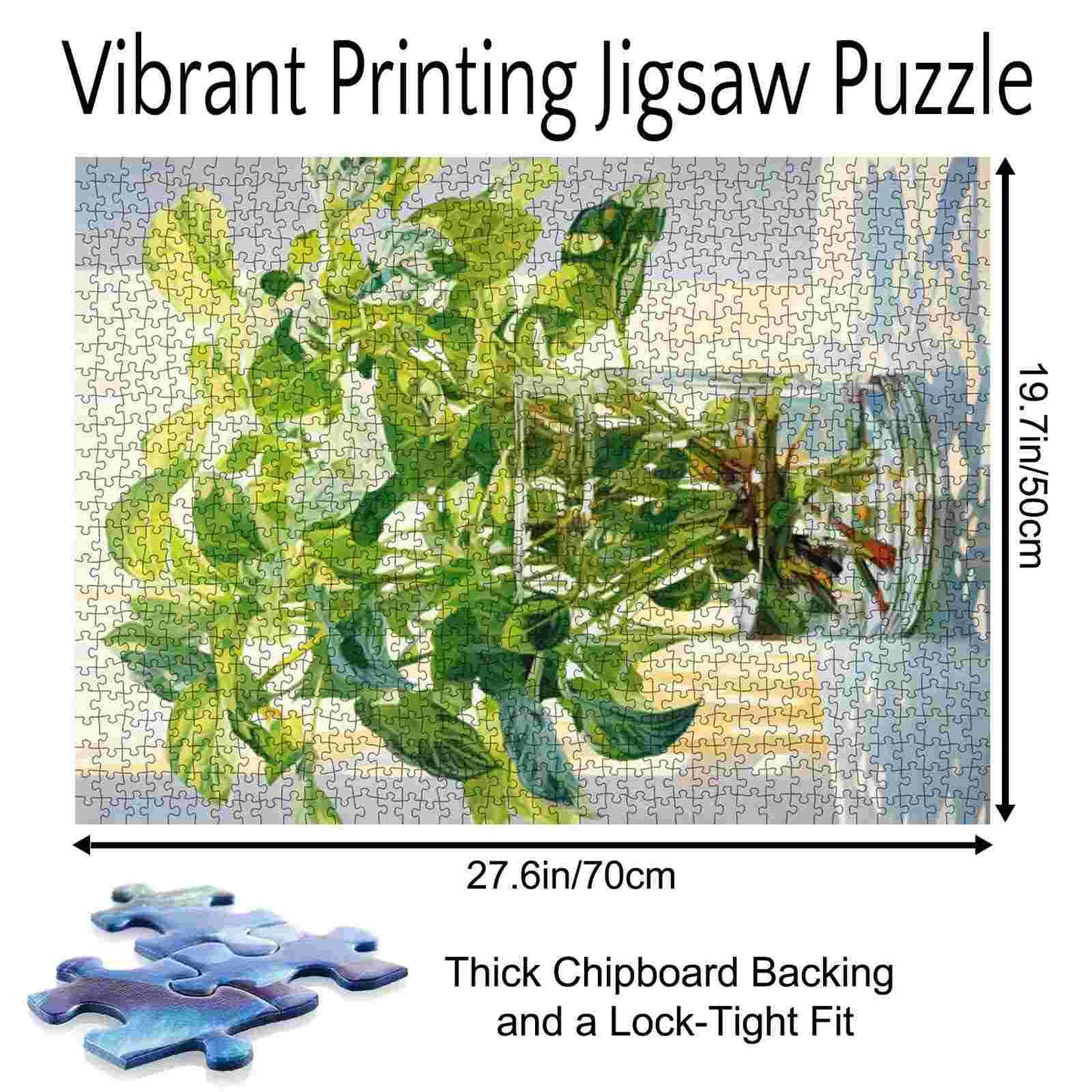 Green Foliage in Glass Vase Jigsaw Puzzle
