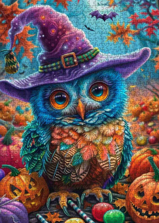 Halloween Colorful Owl Retro Pumpkin Jigsaw Puzzles