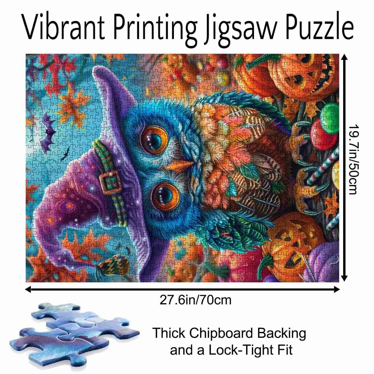 Halloween Colorful Owl Retro Pumpkin Jigsaw Puzzles