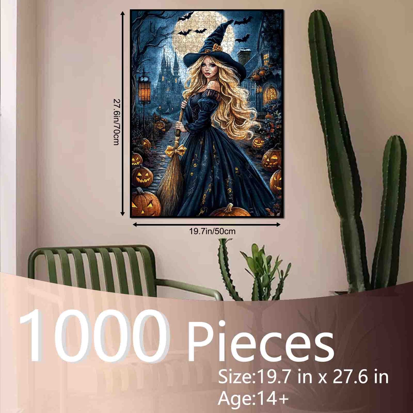 Halloween Witch under Moonlight Jigsaw Puzzle