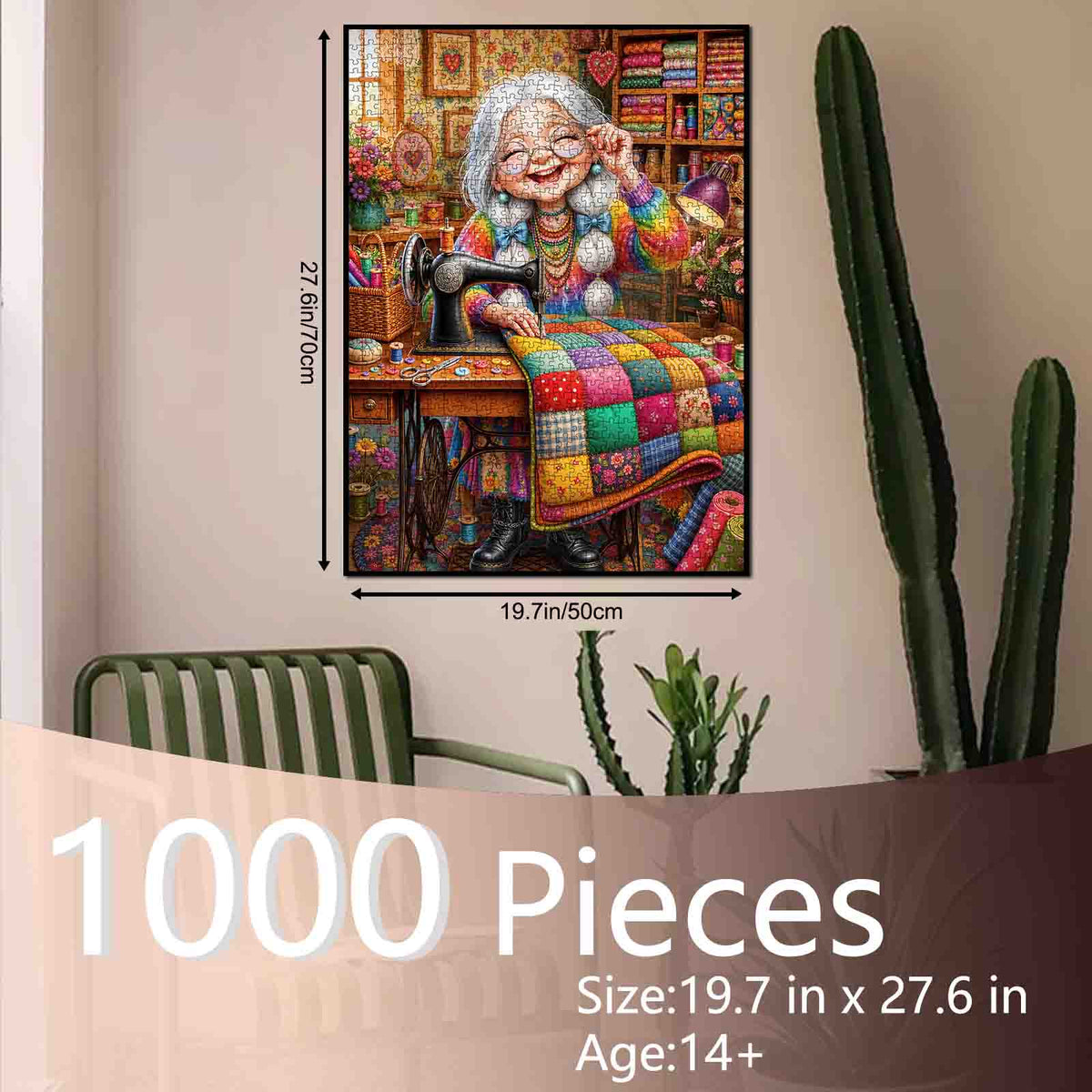 Happy Grandma Colorful Quilting Jigsaw Puzzle