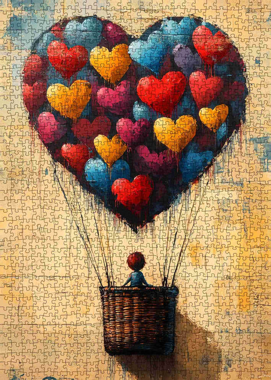 Heart-Shaped Balloons Hot Air Balloon Jigsaw Puzzle