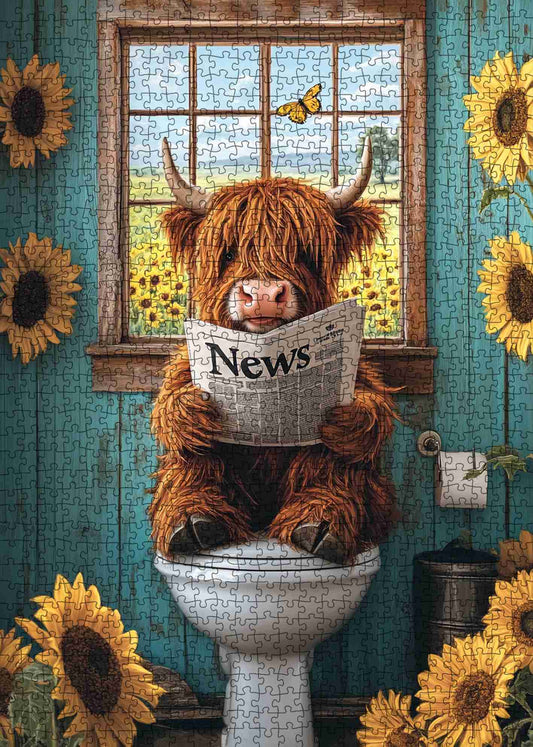 Highland Cow Bathroom Humor Jigsaw Puzzle