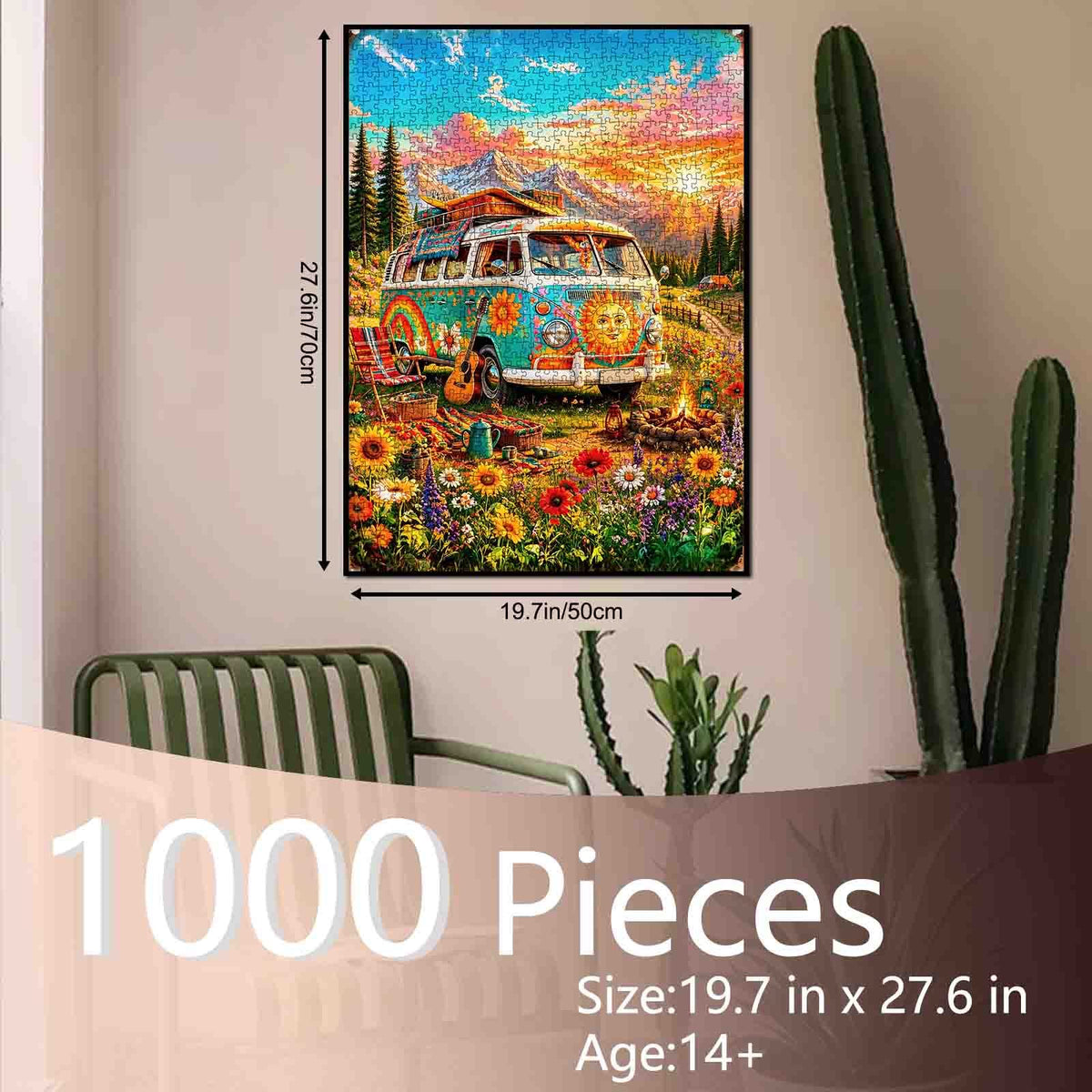 Hippie Camper Mountain Getaway Jigsaw Puzzle