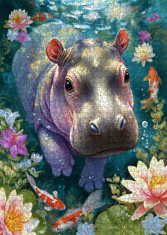 Hippo Pond Adventure Jigsaw Puzzle