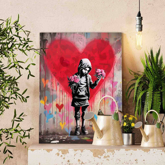 Hooded Girl with Pink Roses Paint by Numbers