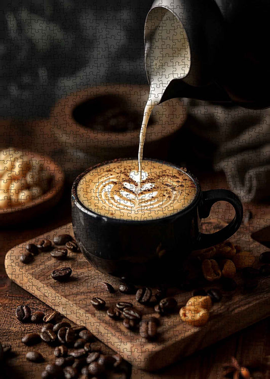 Latte Art and Coffee Beans Jigsaw Puzzles