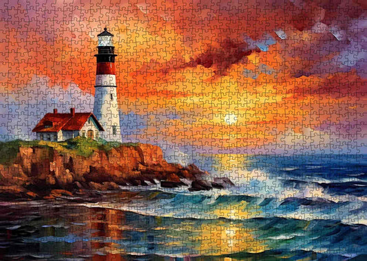 Lighthouse Seascape Portland Headlight Jigsaw Puzzle