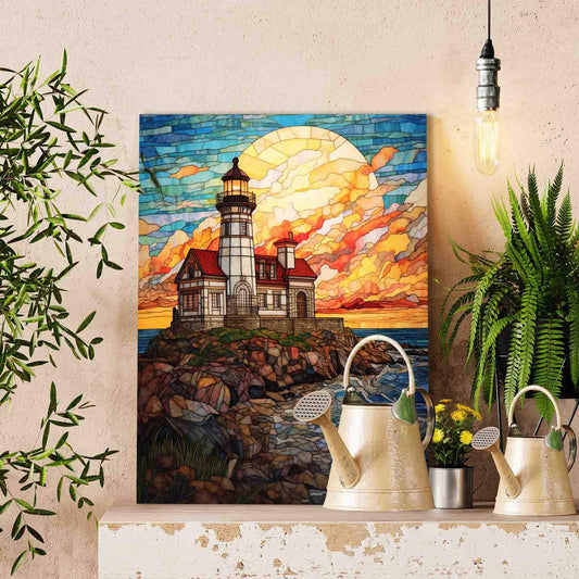 Lighthouse Sunset Coastline Paint by Numbers