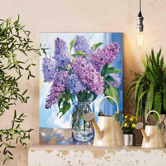 Lilac in Glass Vase Paint by Numbers