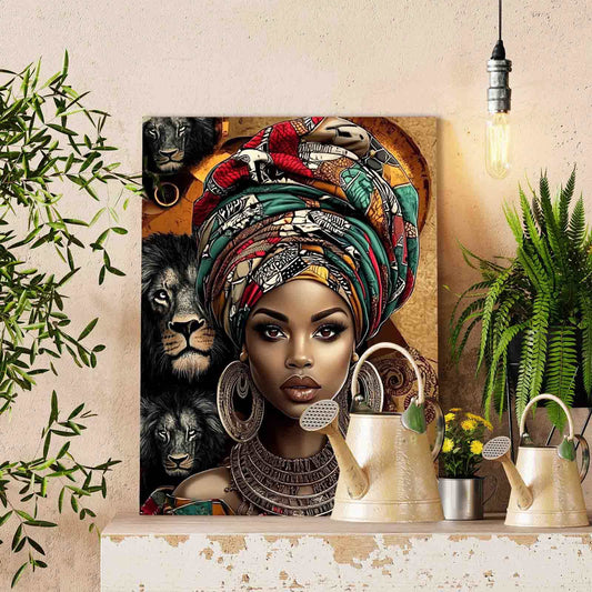 Lion-Spirit Tribal Queen Paint by Numbers