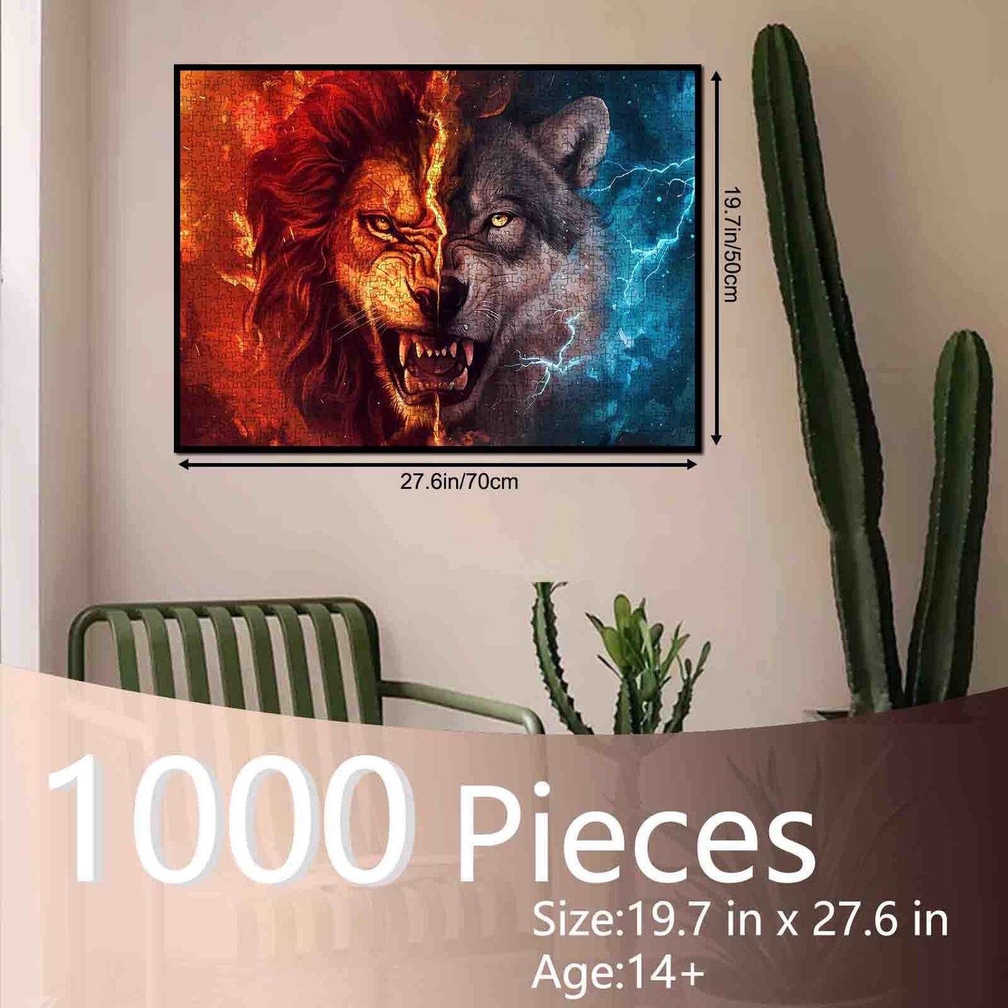 Lion and Wolf Fire and Ice Jigsaw Puzzle