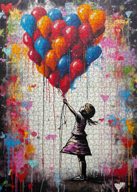 Little Girl with Colorful Balloon Jigsaw Puzzles