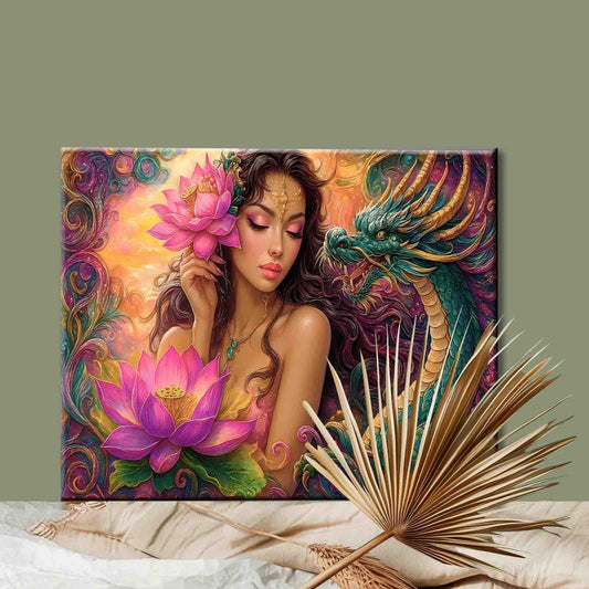 Lotus Beauty and Dragon Paint by Numbers