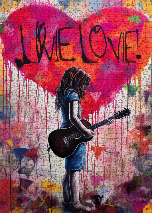 Love Heart Graffiti Girl Jigsaw Puzzle