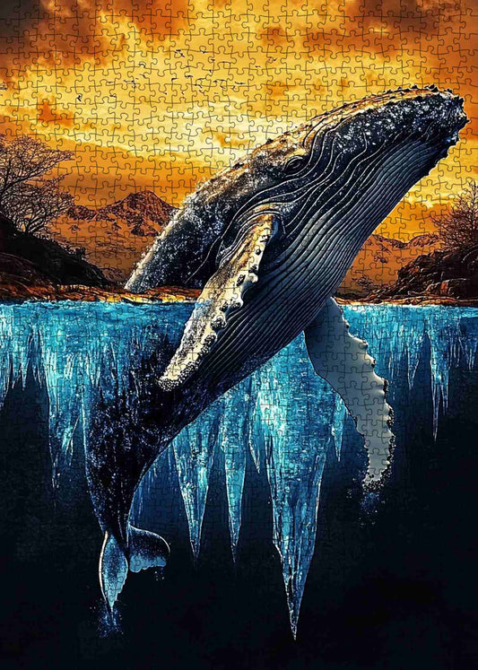 Majestic Whale Sunrise Jigsaw Puzzle