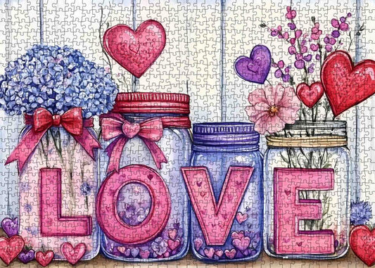 Mason Jar Love Art Jigsaw Puzzle