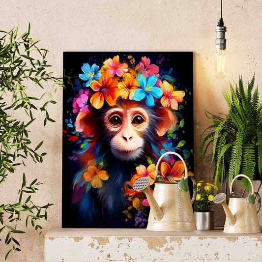 Monkey and Flowers Acrylic Paint by Numbers
