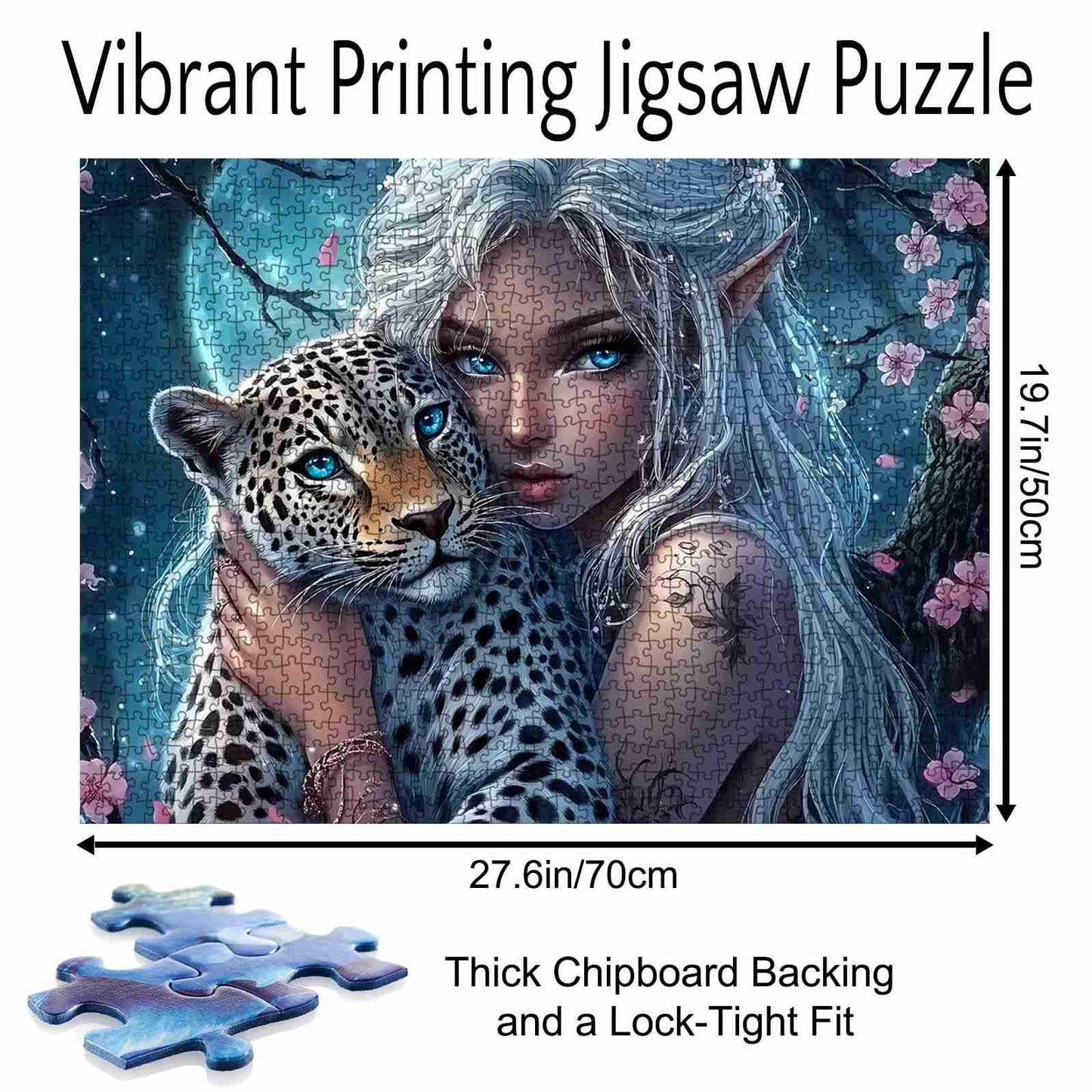 Moonlit Elf and Leopard Jigsaw Puzzle