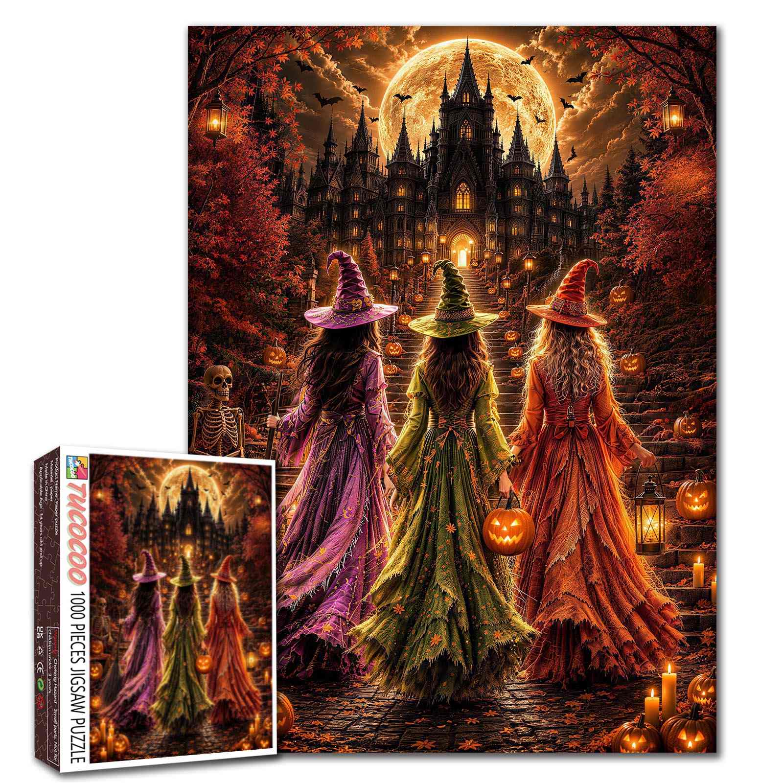 Moonlit Halloween Witch Castle Jigsaw Puzzle – Tucocoo