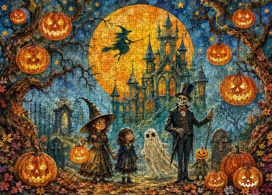 Moonlit Haunted Castle Parade Jigsaw Puzzle