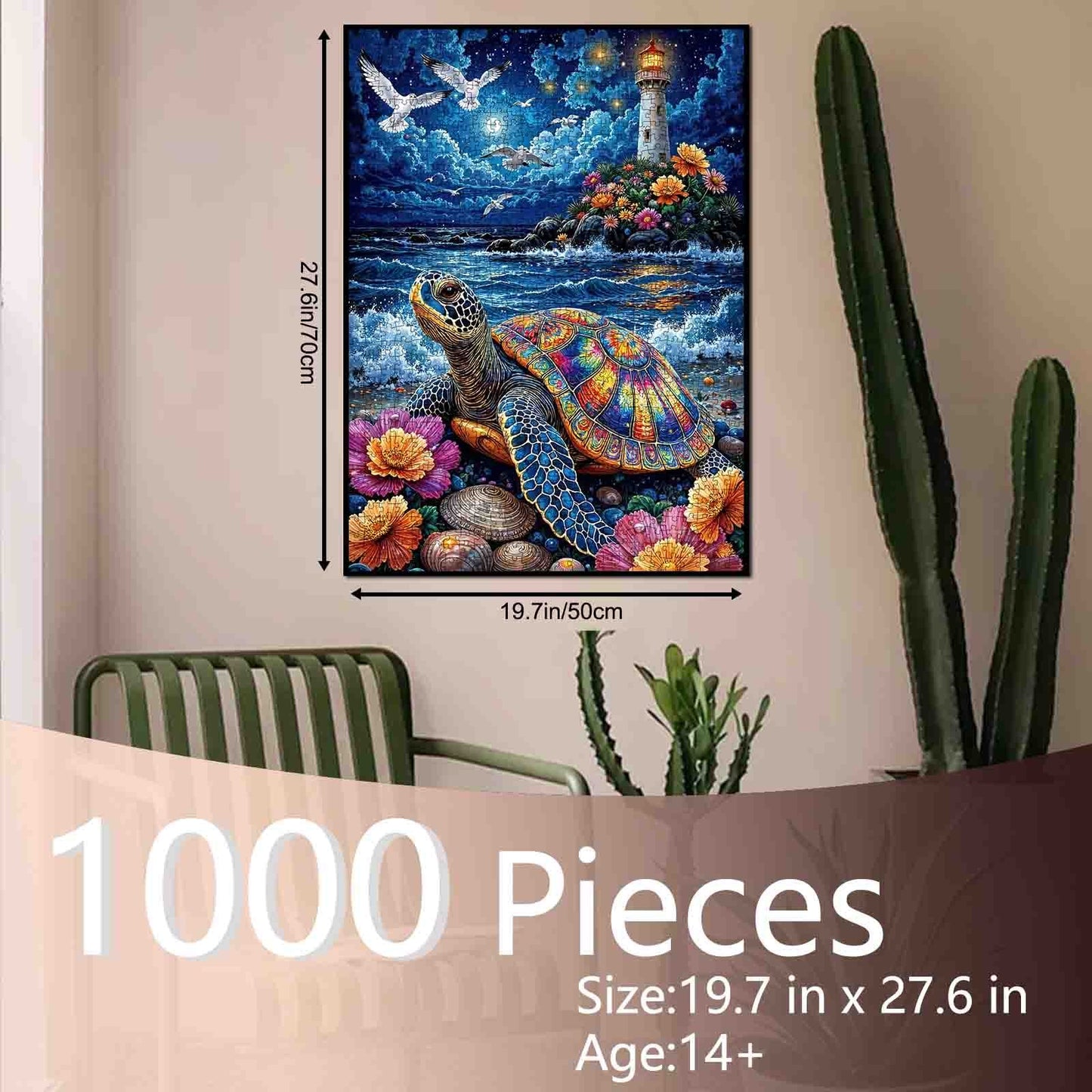 Moonlit Sea Turtle Lighthouse Jigsaw Puzzle