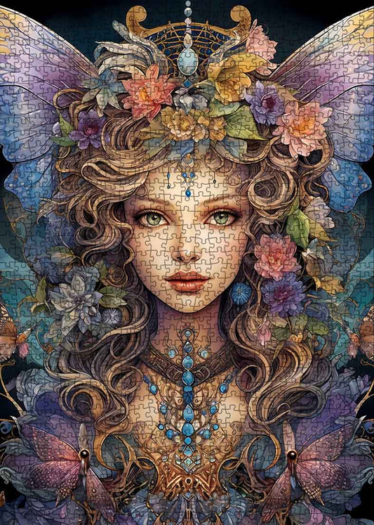Mystical Fairy Queen with Floral Crown Jigsaw Puzzle