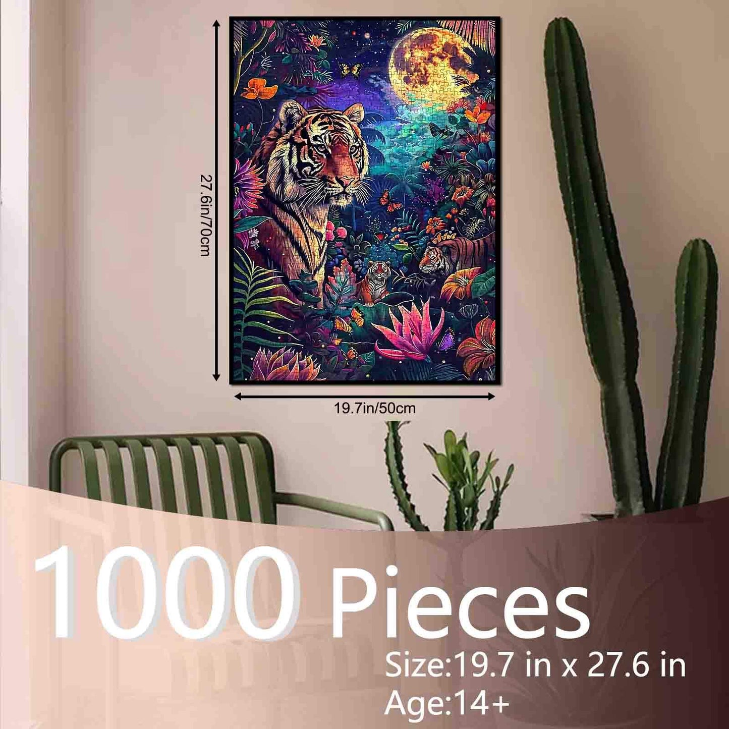 Mystical Tiger Under The Full Moon Jigsaw Puzzle