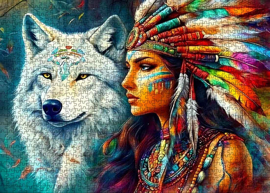 Native Spirit and Wolf Jigsaw Puzzle
