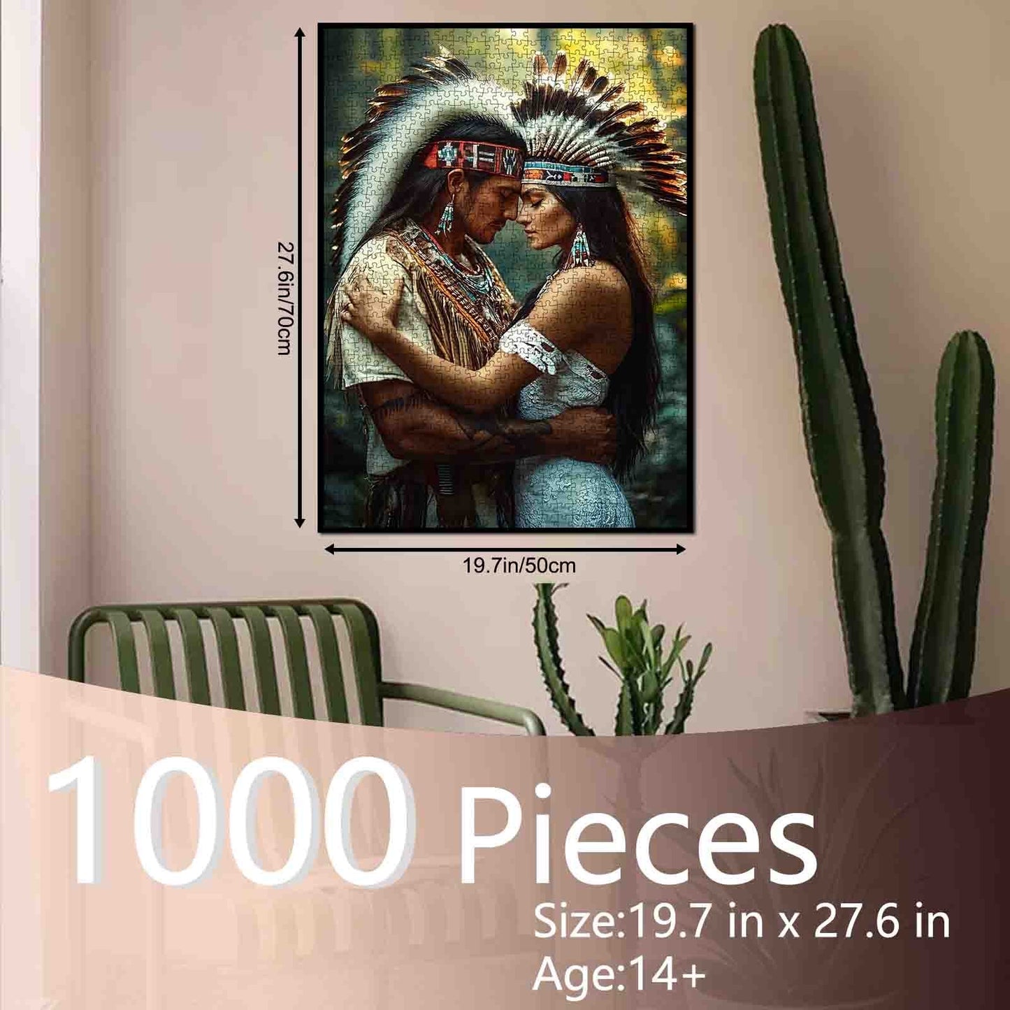 Native couple in traditional headdress Jigsaw Puzzle