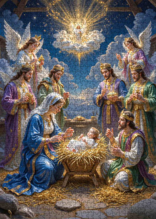 Nativity Angels Worship Scene Jigsaw Puzzle