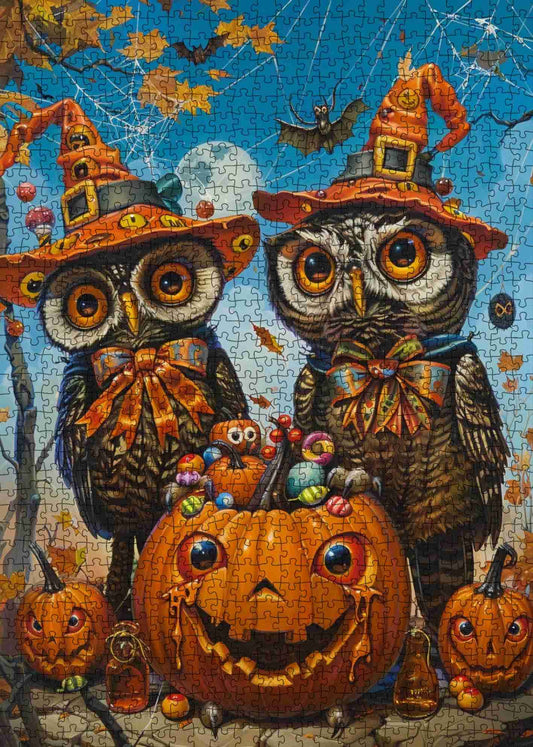 Owl with Pumpkin Hat Jigsaw Puzzles