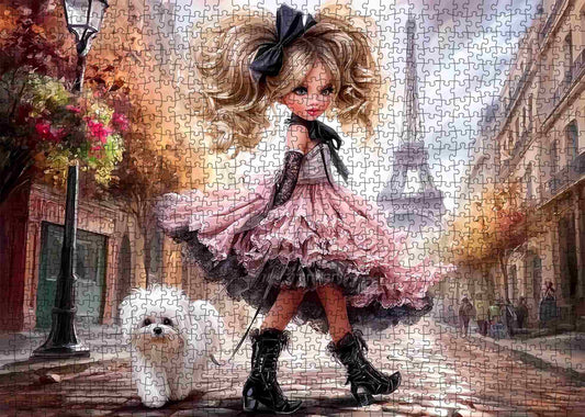 Paris Fashion Stroll Girl Jigsaw Puzzle