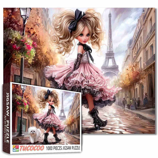 Paris Fashion Stroll Girl Jigsaw Puzzle