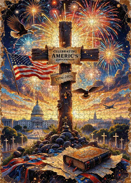 Patriotic Freedom Fireworks Tribute Jigsaw Puzzle