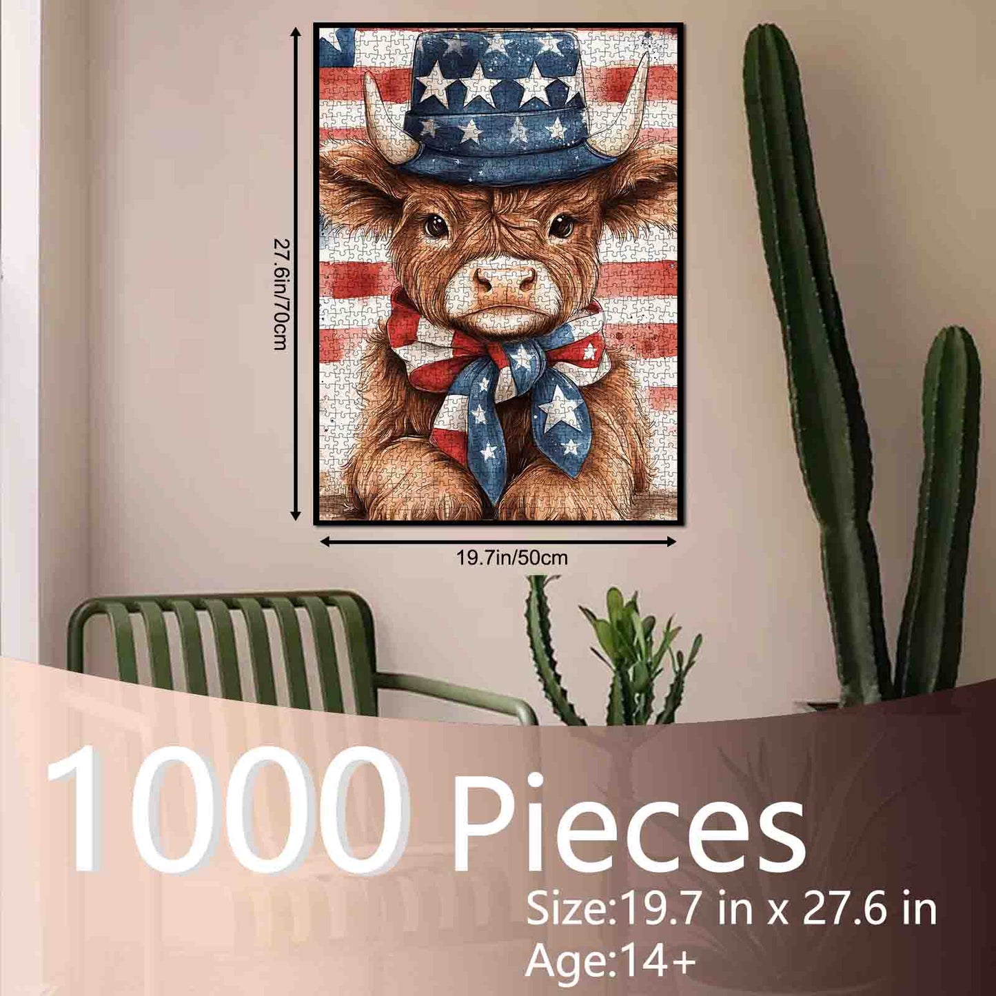 Patriotic Longhorn Portrait Jigsaw Puzzle