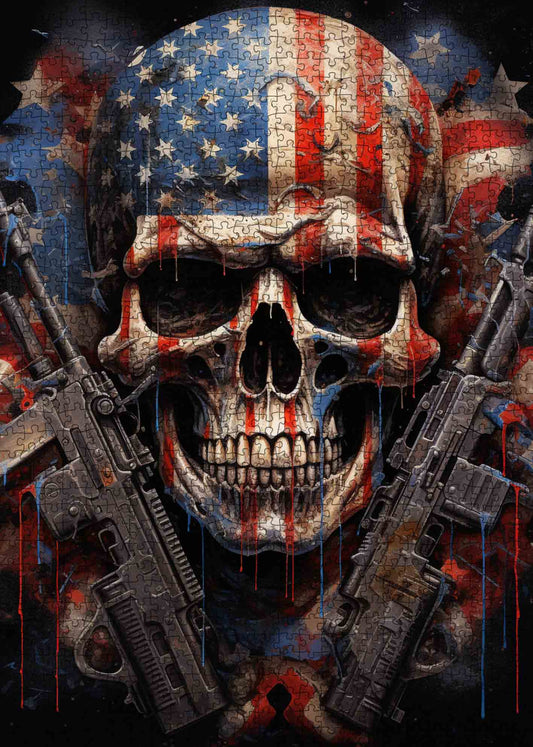 Patriotic Skull Fury Jigsaw Puzzle