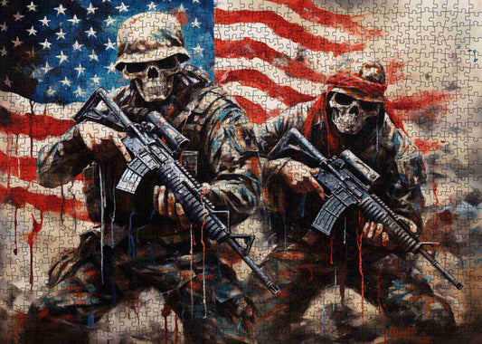 Patriotic Skull Warriors Jigsaw Puzzle