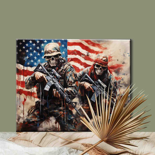 Patriotic Skull Soldiers Paint by Numbers