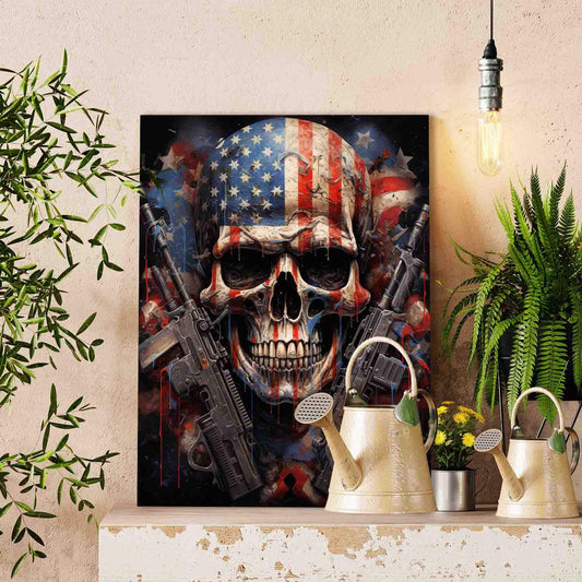 Patriotic Skull Warrior Paint by Numbers