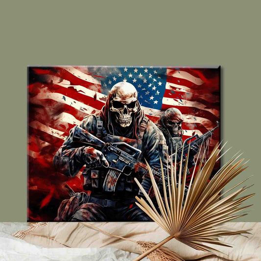 Patriotic Skull Warriors in Battle Paint by Numbers