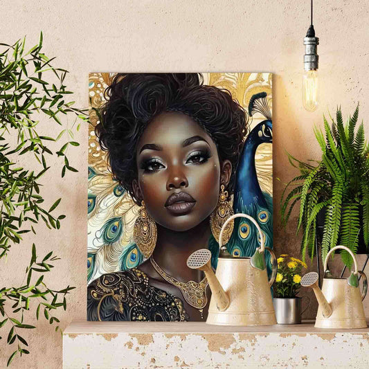 Peacock Queen in Gold Paint by Numbers