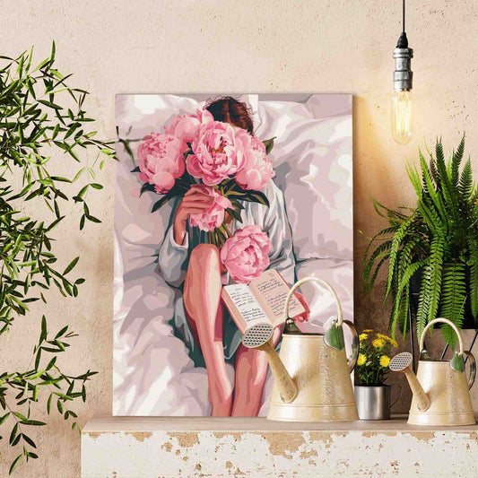 Peony Morning Reading Paint by Numbers