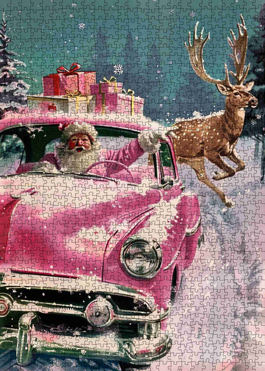 Pink Christmas Drive Jigsaw Puzzle