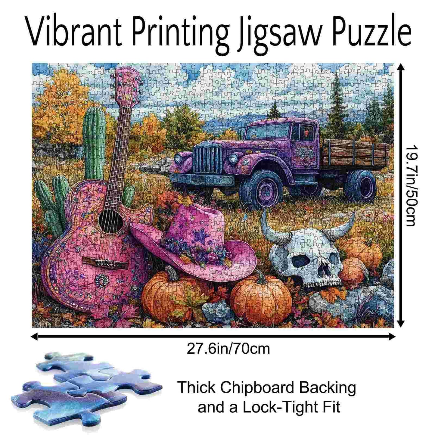 Pink Cowboy Autumn Vibes Jigsaw Puzzle