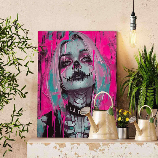 Pink Graffiti Skeleton Girl paint by numbers
